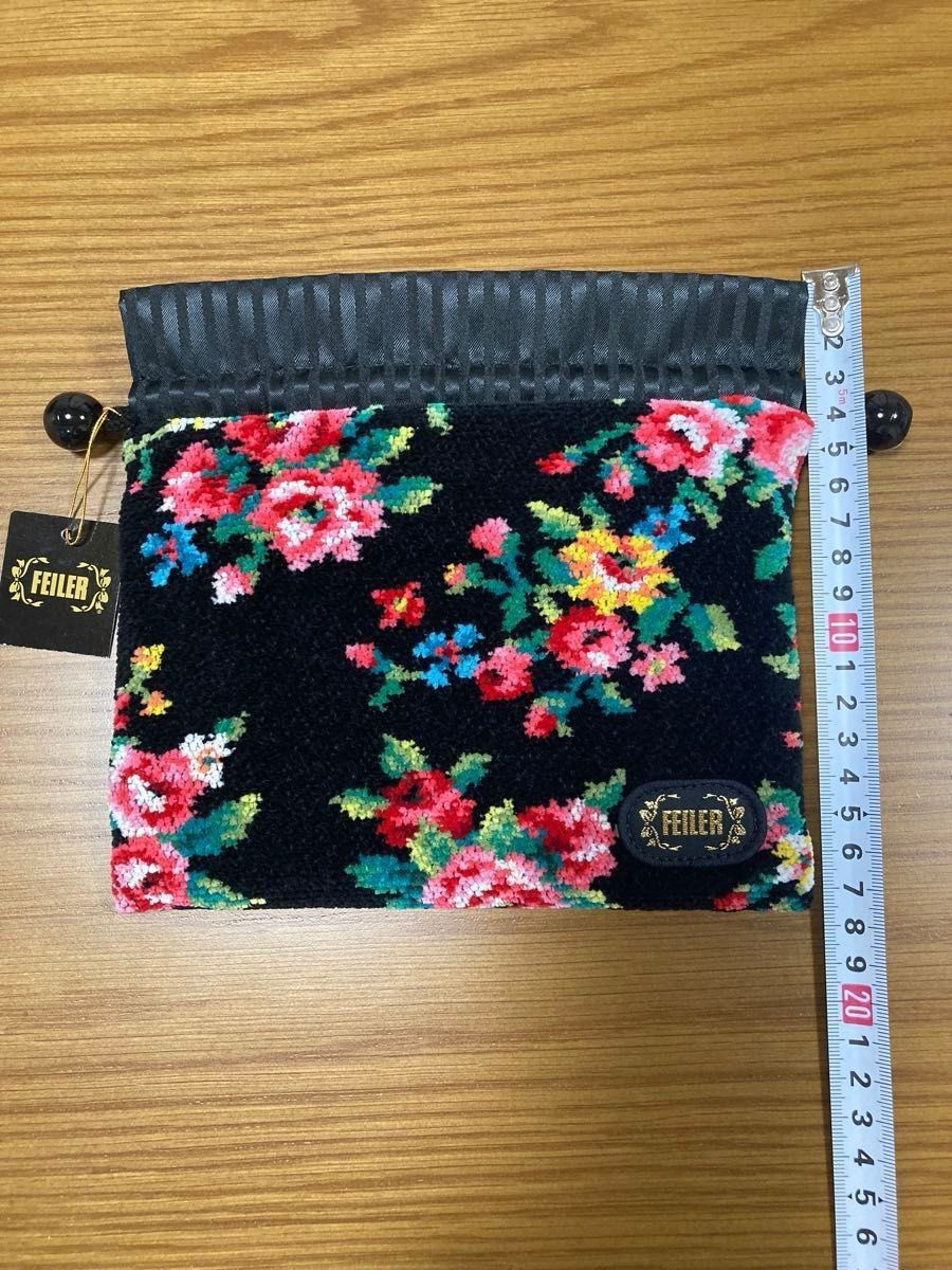 Feiler floral pattern drawstring pouch - image 4