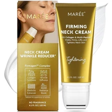 MAREE Firming Neck Cream w/ Roller Wrinkle Reducer Collagen & AH-8 4.3 Oz. NIB