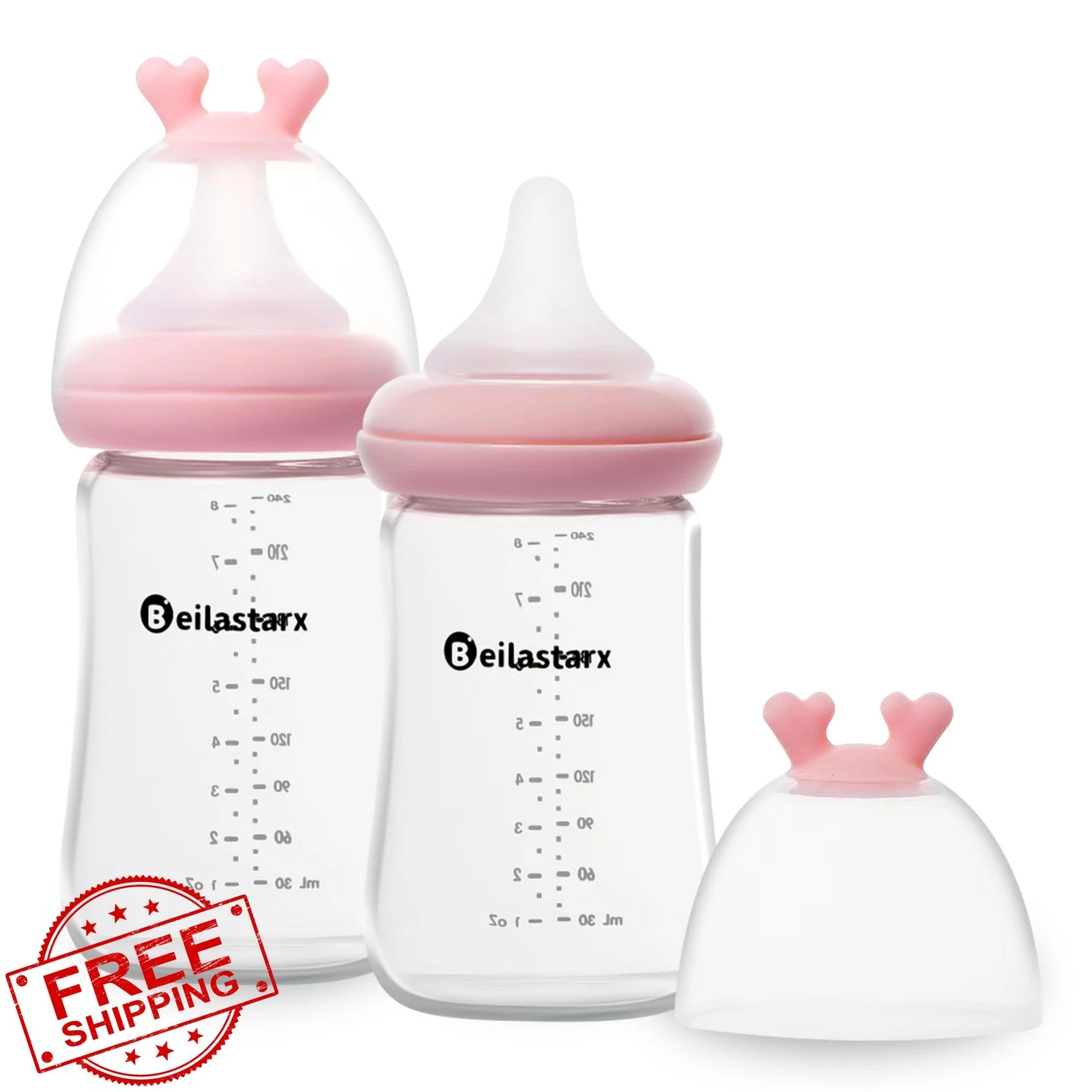 Beilastarx Baby Bottles Red 8oz 2pk
