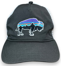 Patagonia Fitz Roy Bison Layback Trucker Hat Womens Gray Snapback Cap Mesh