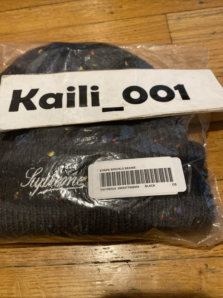 Supreme Stripe Speckle Beanie FW19 Black C | eBay