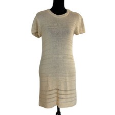 ZARA Collection Crocheted Dress Light Beige Unlined Short Sleeve US XS