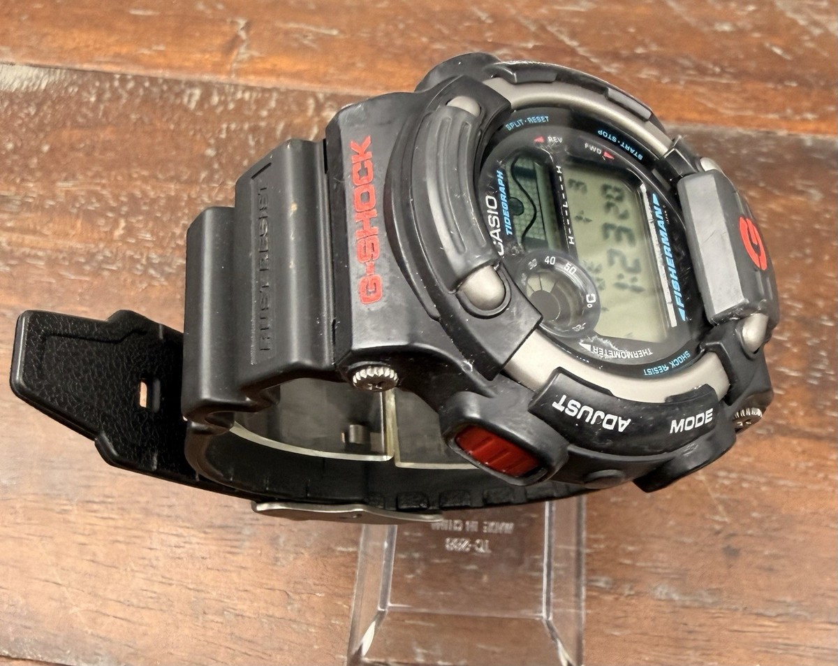 Mint 1998 Vintage Casio G-Shock FISHERMAN Black Red Silver Rare Dw
