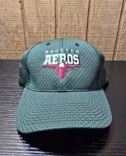 ​Vintage Houston Aeros AHL Hockey Hat Otto Mesh Snapback Cap Green Rare 90s
