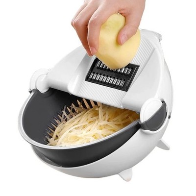Vegetable Slicer Grater with Drain Basket & Peeler   7 in 1 Set Multifunctional