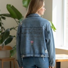 Custom Upcycled Denim Jacket with Distressing and Hand Painted Designs