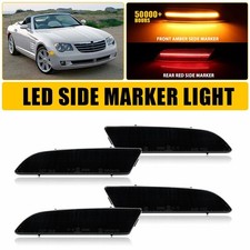 4x Front Rear Bumper Side Marker Lights Smoke For 04-08 Chrysler Crossfire B