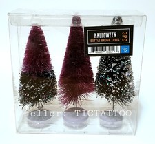  3pc Halloween BOTTLE BRUSH TREES Set PURPLE...