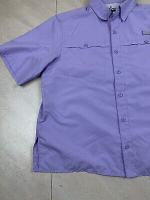 Habit Fishing Shirt Men's Medium Vented Button Up UPF 40 Hiking Purple