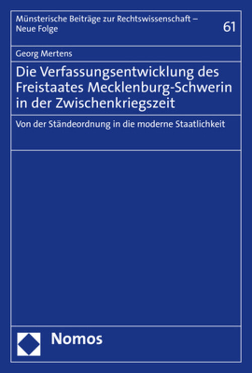 Thumbnail - Die Verfassungsentwicklung Des Freistaates Mecklenburg-schwerin In
