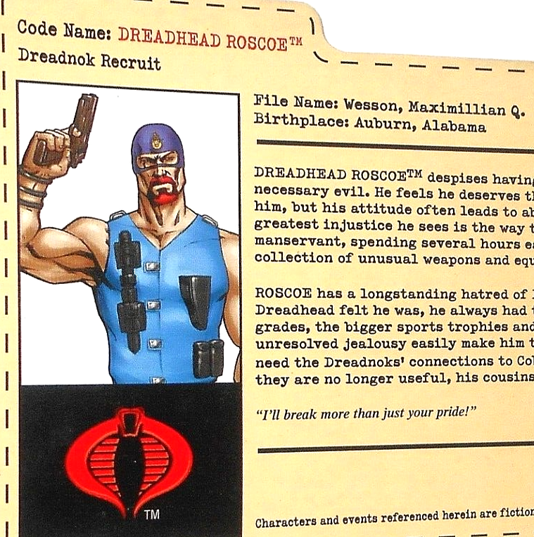 GI JOE dreadnok ROSCOE 2004 convention exclusive Joecon sdcc