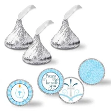 First Holy Communion Kiss Sticker Labels for Boys, 300 Party Circle Sticker S...