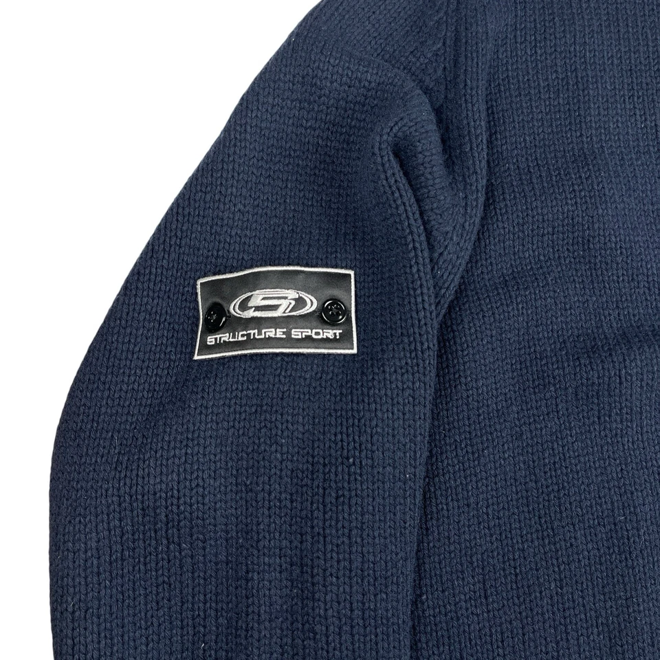 Структура Sport мужской шерсти кардиган свитер молнии темно-синий размер XL дедушка 90-х - Изображение 4 из 4