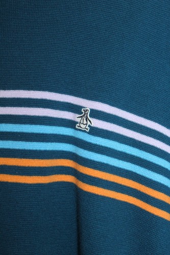 ORIGINAL PENGUIN MENS CASUAL SWEATER 100% COTTON STRIPED POSEIDON BLUE SIZE XXL - Picture 3 of 4