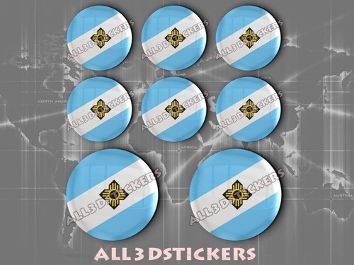 8 x 3D ROUND Resin Domed Flag Madison - USA Adhesive Decal Vinyl - 第 1/1 張圖片