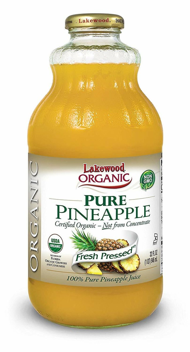 Lakewood Organic PURE Pineapple, 32-Ounce Bottles (Pack of