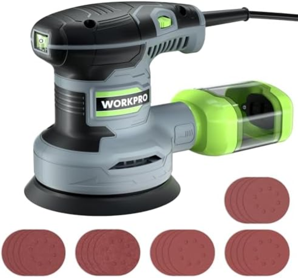WORKPRO Levigatrice Orbitale 125mm, Levigatrice Rotorbitale da 300W 7000-13000 O