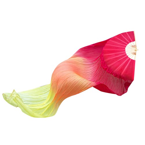 Belly Dance Fan Silk Fan Colored Dance Cloth Fan Long Folding Belly Dance Fans - Picture 6 of 46