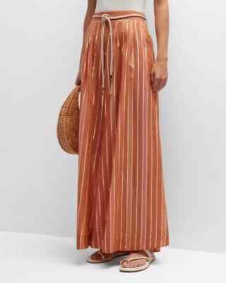 NWT Zimmermann Devi Metallic Stripe Wide Leg Cover-Up Pants Size 0 AU/ 4 US