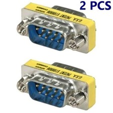 2x DB9 D-SUB 9 Pin RS232 Serial Male to Male Mini Gender Changer Coupler Adapter