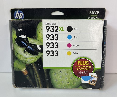 Set 4 New Genuine Factory Sealed HP 932XL 933 Inkjets Photo Paper & Env 2016-17 - 第 1/1 張圖片