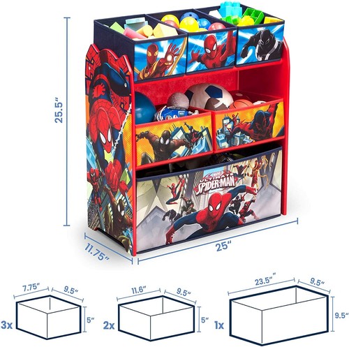 Spider-Man Red Blue Toy Organizer Storage Bins Boys Playroom Box Chest Bedroom - Picture 3 of 3