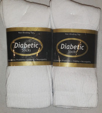 Men's Diabetic Socks White Non Binding Top Pack of 6 Pair Size 10-13