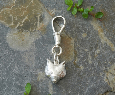 Diamant Augen Fuchs Charm mit Drehverschluss in Sterlingsilber, nagelneu