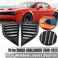 2pcs Rear Side Window Louver Vent Cover For 2008-23 Dodge Challenger Closs Black