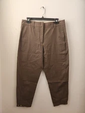 Halston Heritage Women's Cropped Tapered Leg Relaxed Fit Brown Pants Size 6