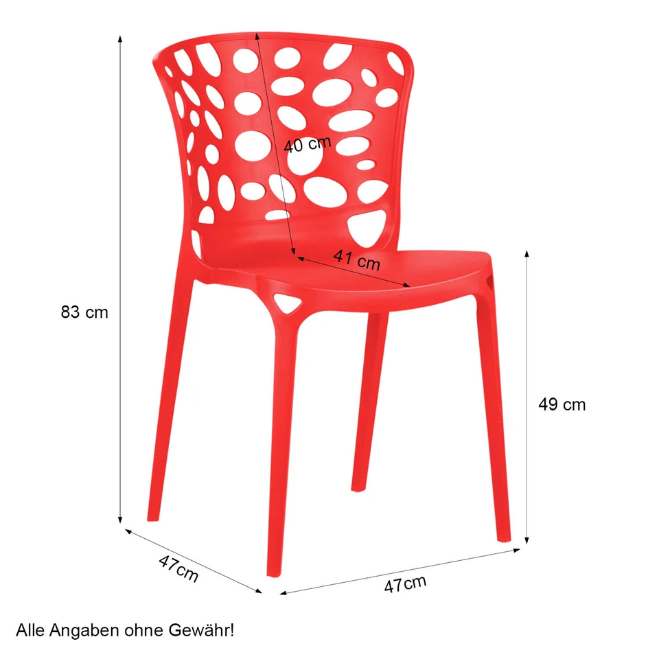 4 Chaises de jardin bistrot en rouge chaise design empilable cuisine Homestyle4u - Photo 4/4