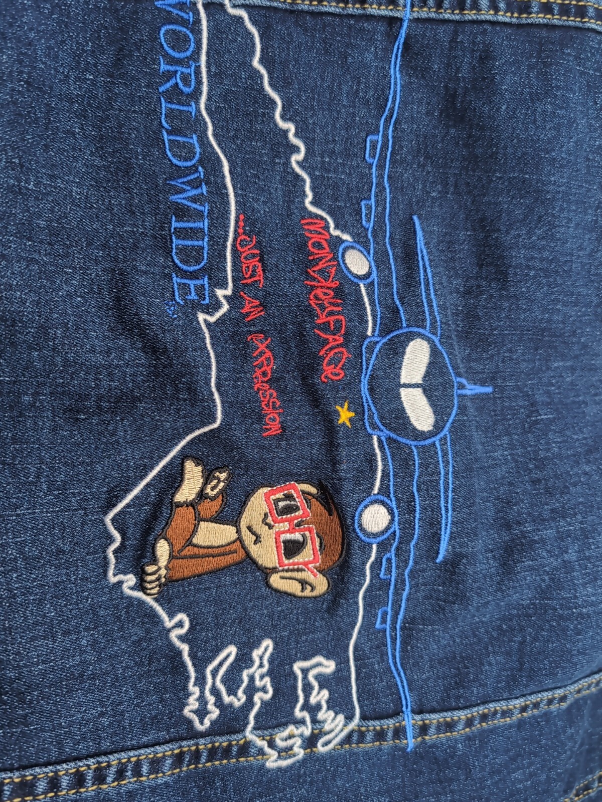 Monkey Face Denim Jacket Size Large - image 10