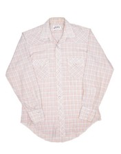 Vintage Wrangler Shirt Mens 15.5 Plaid Western Pearl Snap Single Needle 80s
