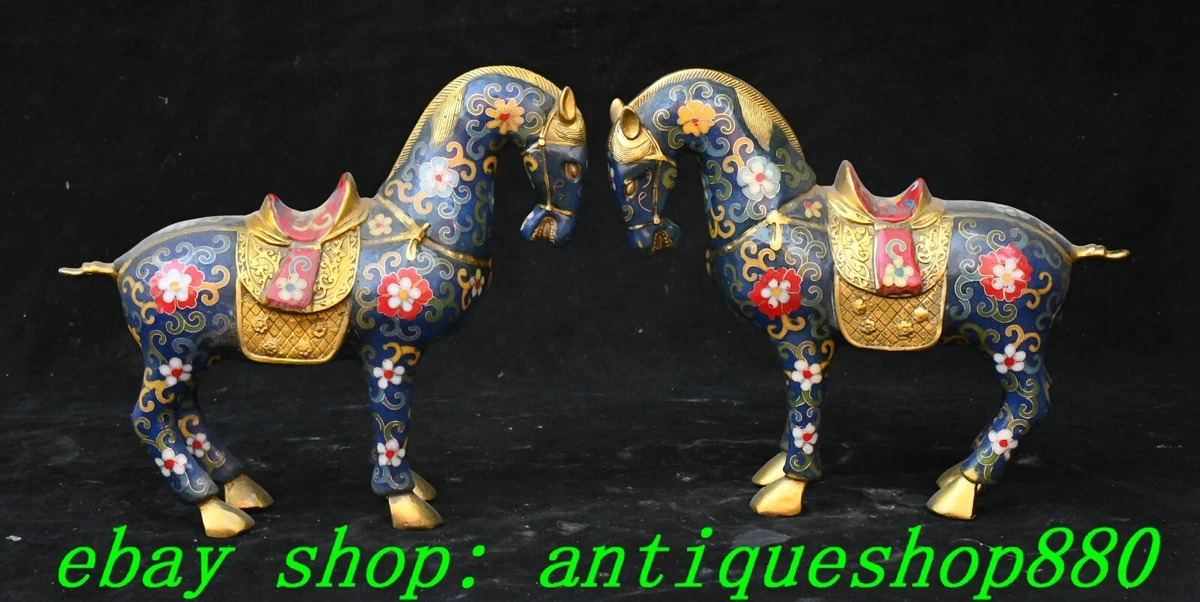 马动物中国风青铜雕像、雕像| eBay