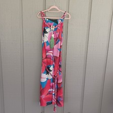 Farm Rio Color Festival Midi Dress Size L Women Boho Beach Sleeveless Tie Waist