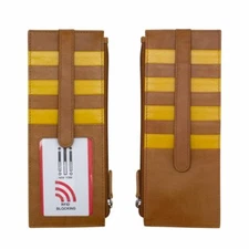 NEW iLi NEW YORK YELLOWSTONE DBL SIDED CREDIT CARD HOLDER RFID LEATHER ZIPPER