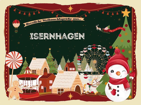 Holzschild 30X40 Cm WeihnachtsgrüßE Aus Isernhagen Weihnachten Deko Geschenk Hol-image