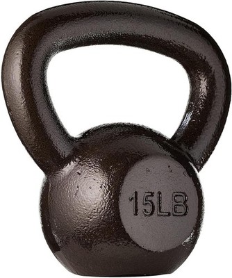 Cast Iron Kettlebell for Strength Training, Textured Wide Handle, Black