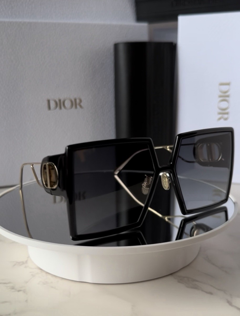 Christian Dior 30Montaigne 12A Black Gold Grey Lens Women