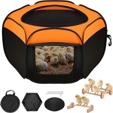 Brooder Box for Chicks, Pop-Up Chicken Brooder Playpen with Dual Doors, Mesh ...
