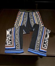 Jealous Tomato Boho Pants Abstract Floral Multicolor Lightweight Stretch Women L