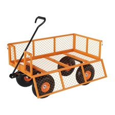 Garden Carts Yard Dump Wagon Cart Lawn Utility Cart Outdoor Steel Heavy Duty