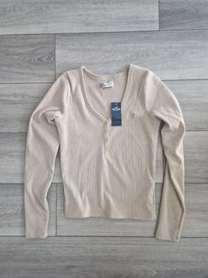 Neu Hollister Damen Langarmshirt Beige Größe M