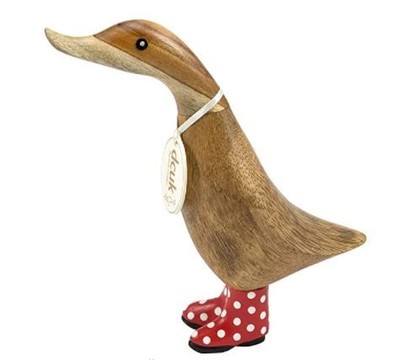 DCUK Duckling Wearing Red Spotty Welly Boots Figurine