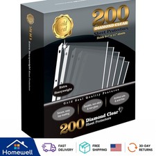 200 Count Diamond Clear Extra Heavyweight Sheet Protectors, 4 mils Strong,8.5...