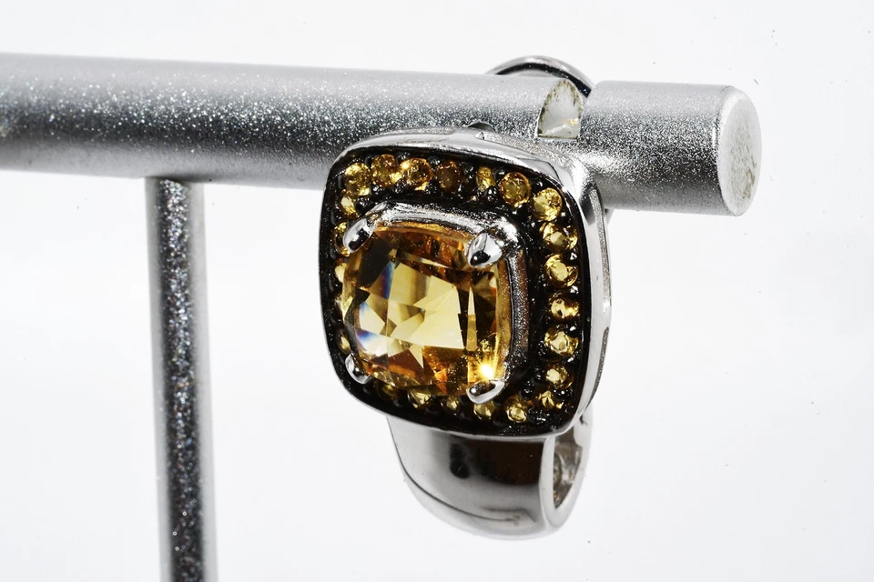 $550 .925 Sterling Silver 7.50CT Natural Citrine Cluster Huggie Hoop Earrings - Image 3 of 4