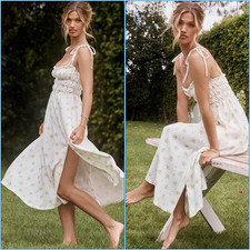 House Of CB Dress Christabel Size Medium Midi Summer Sundress Tie Straps Stretch