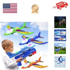 3 Pack Foam Airplane Launcher Toys, 2 Flight Mode Glider Plane,Kids Flying To...