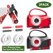 2 Pack Wrapping Paper Cutter  Tape Dispenser Set Tool for Christmas Gift Wrap
