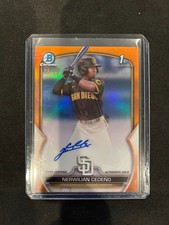 2023 Bowman Chrome 1st - Nerwillian Cedeno - 08/25 ORANGE - Autograph